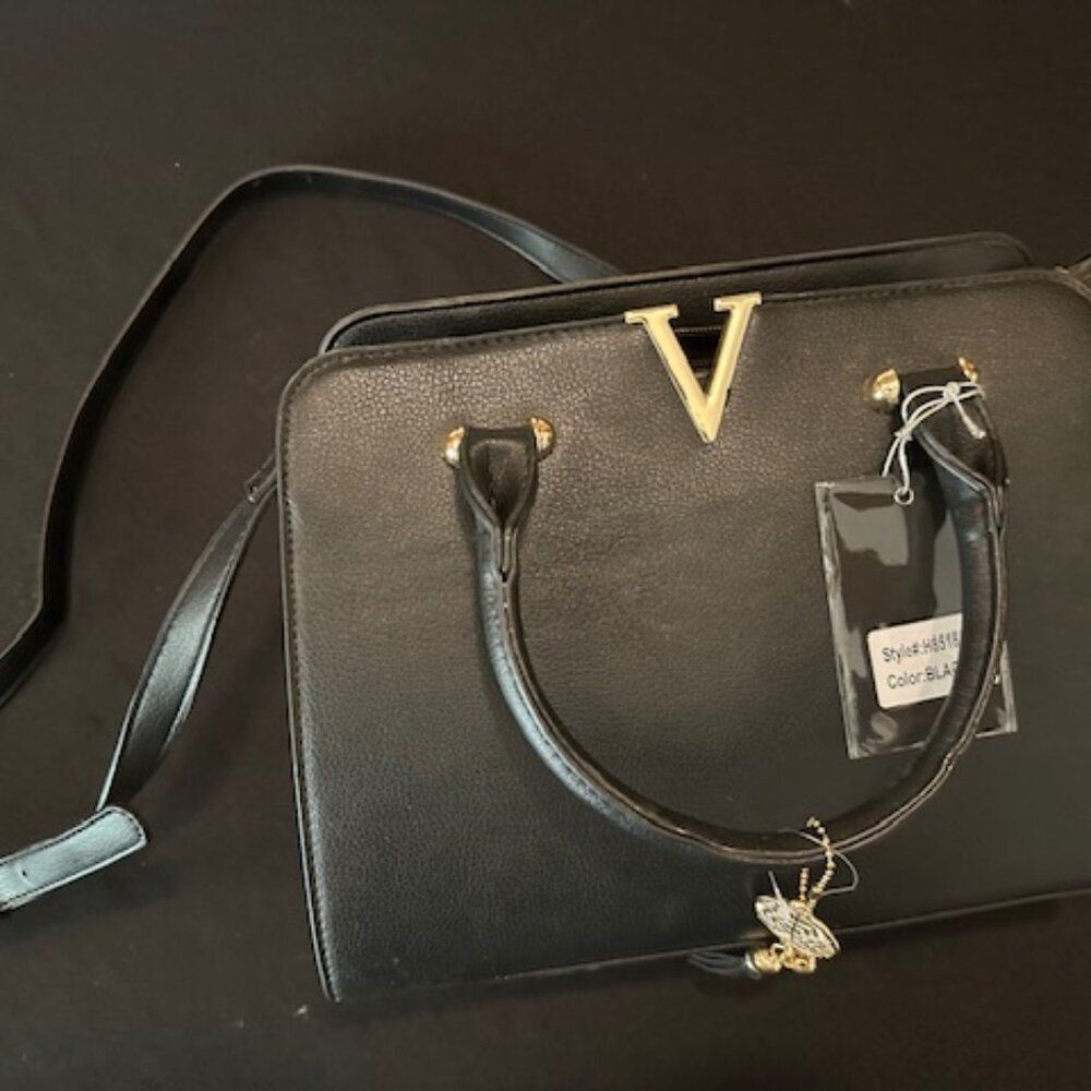 Black Handbag with Tassles  7342  NWT Boutique